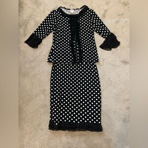 Black and White Polka Dot Two-Piece Dress Set